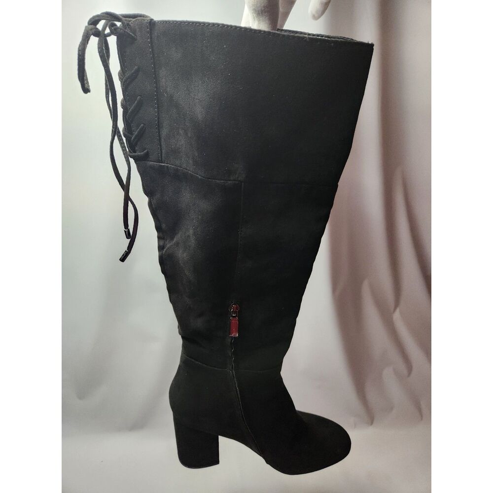 Kenneth Cole Reaction Corie Lace Tall Boots Women’s 8.5 Black Zip Heeled